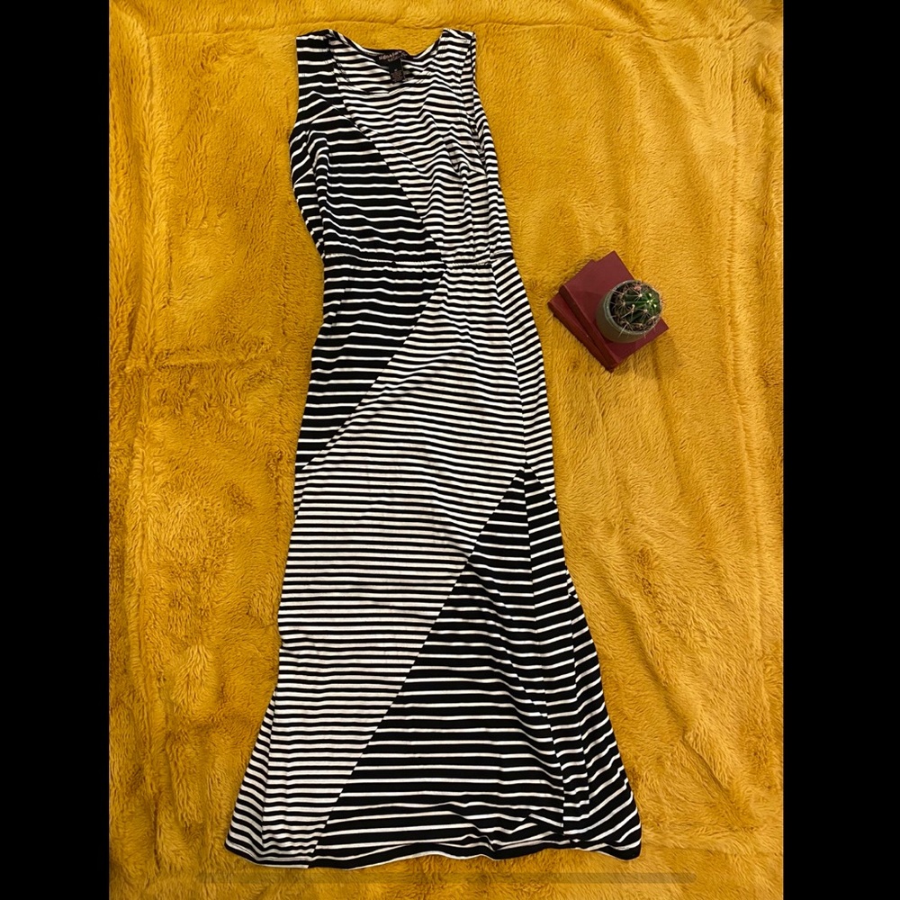Black and white striped maxi dress